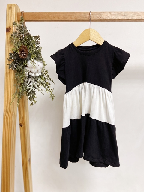 Pronta entrega - Vestido Mullet two Colors preto/off