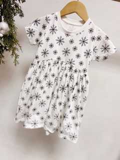 Pronta entrega - Vestido Mullet manga curta off flocos de neve preto - comprar online