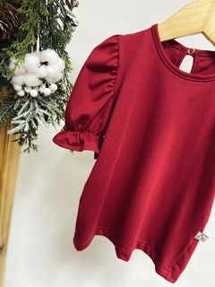 Pronta entrega - Blusa Kids manga princesa botão pérola marsala - comprar online