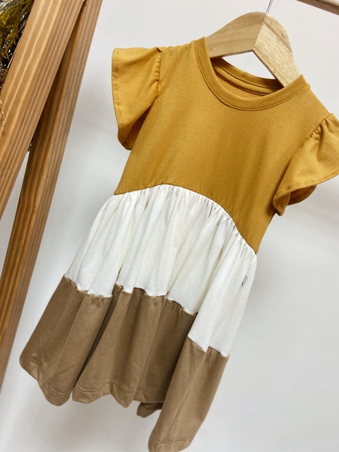 Pronta entrega - Vestido Mullet three colors off,mostarda,avelã