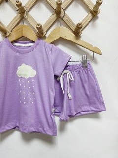 Pronta entrega - Pijaminha curto Melissa estampa Nuvem brilha no escuro na internet