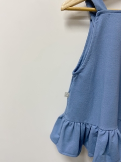 PRONTA ENTREGA - Salopete babado com elastano azul denim - loja online