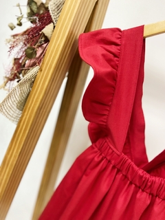 Pronta entrega - Salopete alça babado liso vermelho - You Boy Kids