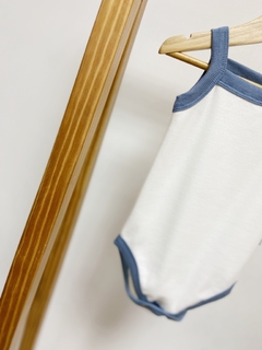 Pronta entrega - Body regata canelado retrô azul vintage na internet