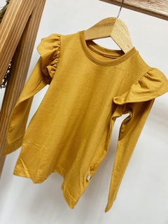 Pronta entrega - Blusa kids manga longa com babado mostarda - comprar online