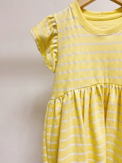 Pronta entrega - Vestido kids Mullet estampado manga babado yellow Stripes