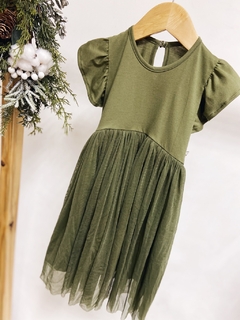 Pronta entrega - Vestido Mullet kids manga babado saia tule verde cactus - comprar online