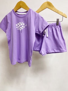 Pronta Entrega - Pijaminha curto Lilac ovelhinha corações brilha no escuro - You Boy Kids