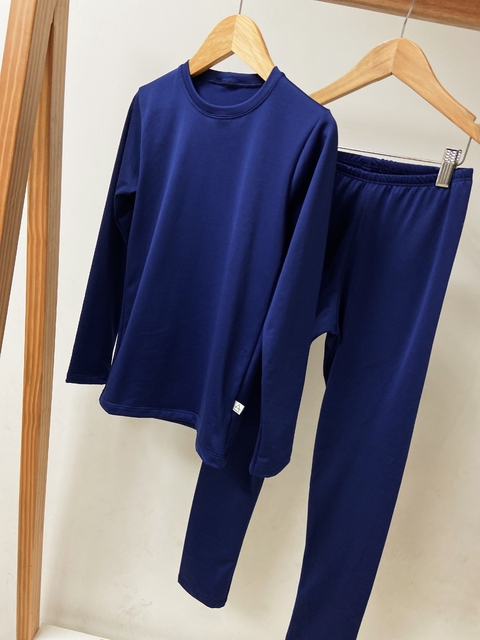 Pronta Entrega - Conjunto térmico confort flanelado marinho