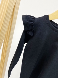 Pronta entrega - Blusa manga longa com babado liso basics preto - You Boy Kids