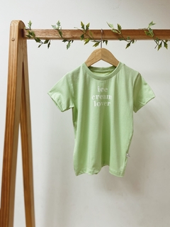 Pronta entrega - Camiseta manga curta ICE CREAM LOVER verde fabula - You Boy Kids