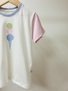 Pronta entrega - Camiseta divertida SORVETE three colors gola Aqua - comprar online