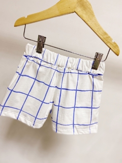 Pronta entrega - shorts bolso lateral blue grid - loja online