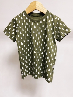 Pronta entrega - Camiseta Kids Manga curta verde cactus pinheirinhos off - You Boy Kids