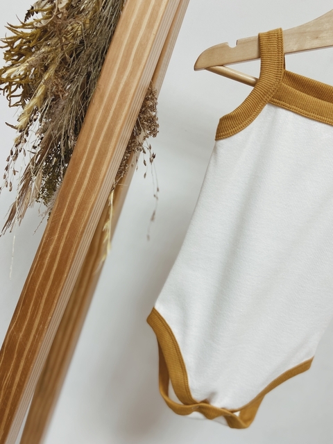 Pronta entrega - Body regata canelado retrô mostarda