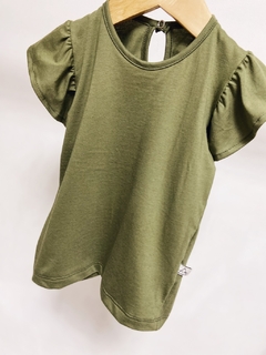 Pronta entrega - Blusa babado botão pérola verde cactus - You Boy Kids