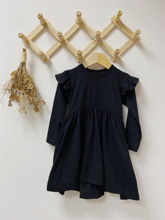 Pronta Entrega - Vestido Mullet kids manga longa com babado lisos basics preto - comprar online