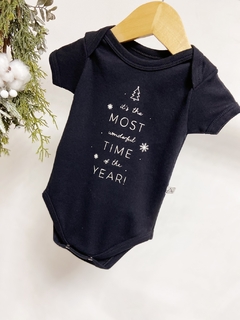 Pronta entrega - Body manga curta preto it’s the most wonderful time off the year em off