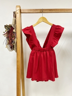 Imagem do Pronta entrega - Salopete alça babado liso vermelho