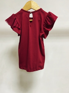 Pronta entrega - Blusa babado com tule botão pérola Marsala - You Boy Kids