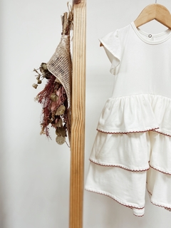 Pronta entrega - Vestido Mullet babados off picueta vermelho botao pérola