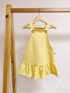 Pronta entrega - Salopete com babado kids yellow Stripes