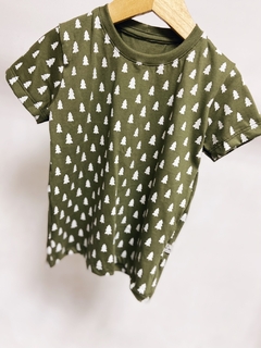 Pronta entrega - Camiseta Kids Manga curta verde cactus pinheirinhos off - loja online