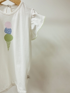 Pronta entrega - Blusa babado off SORVETE bordado picueta verde fábula botão pérola - You Boy Kids