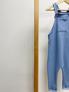 Pronta Entrega - Jardineira longa com bolso kids denim barra virada - You Boy Kids