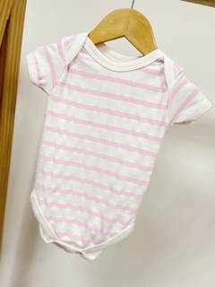 Pronta entrega - Body manga curta estampado listrado rosa claro - comprar online