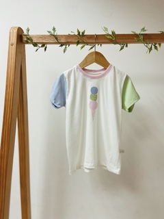 Pronta entrega - Camiseta divertida SORVETE three colors gola rosa claro - comprar online