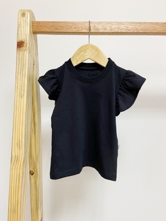 Pronta Entrega - Blusa manga babado liso basics preta
