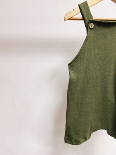 Pronta entrega - Jardineira curta kids canelado verde cactus - loja online