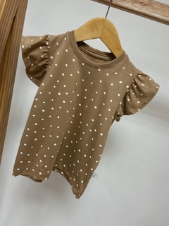 Pronta Entrega - Blusa Kids manga babado Bolinhas avelã - comprar online