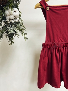 Pronta entrega - Salopete frente botões em madeira Marsala - comprar online