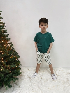 PRONTA ENTREGA - Camiseta kids manga curta Verde estampa mery christmas off - You Boy Kids