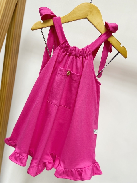 Pronta entrega - Macaquinho com bolso liso basics pitaya