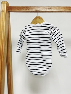 Pronta entrega - Body manga longa estampado listras - loja online