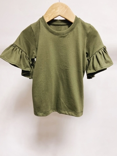 Pronta entrega - Blusa Kids manga curta com babado verde cactus - You Boy Kids