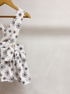 Pronta entrega - Salopete alça kids off flocos de neve preto na internet