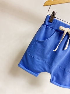 pronta entrega- Bermuda Saruel kids bolso canguru moletinho blue - comprar online