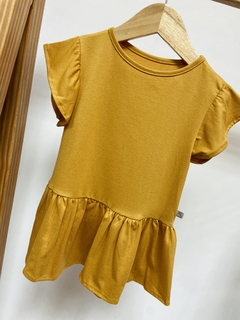 PRONTA ENTREGA - Bata babado liso basics branca mostarda - comprar online