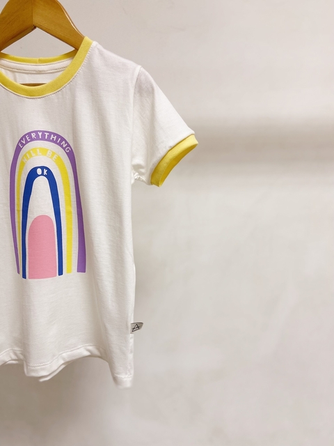 Pronta entrega - Camiseta kids manga curta off rainbow friso yellow