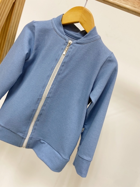 Pronta entrega - Jaqueta bomber com elastano jeans fake azul denim