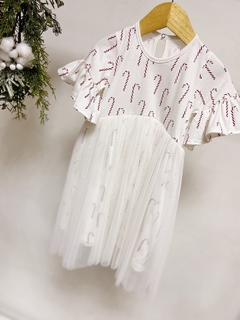 Pronta entrega - Vestido Mullet manga curta com babado saia tule bengalinhas marsala botão pérola