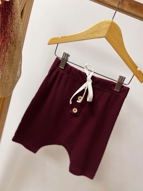 Pronta entrega - Bermuda saruel baby com botões canelado vinho