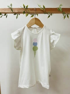 Pronta entrega - Blusa babado off SORVETE bordado picueta verde fábula botão pérola - comprar online