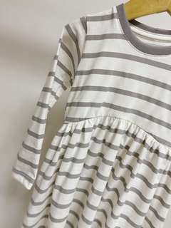 Pronta entrega - Vestido Mullet manga longa listra cinza pedra - loja online