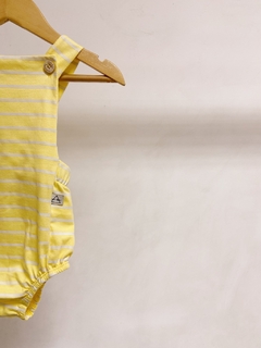 Pronta entrega - Romper baby com botões yellow stripes