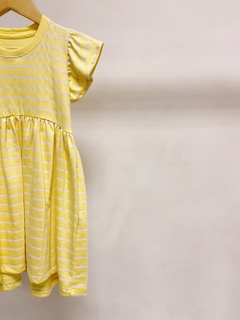 Pronta entrega - Vestido kids Mullet estampado manga babado yellow Stripes - loja online